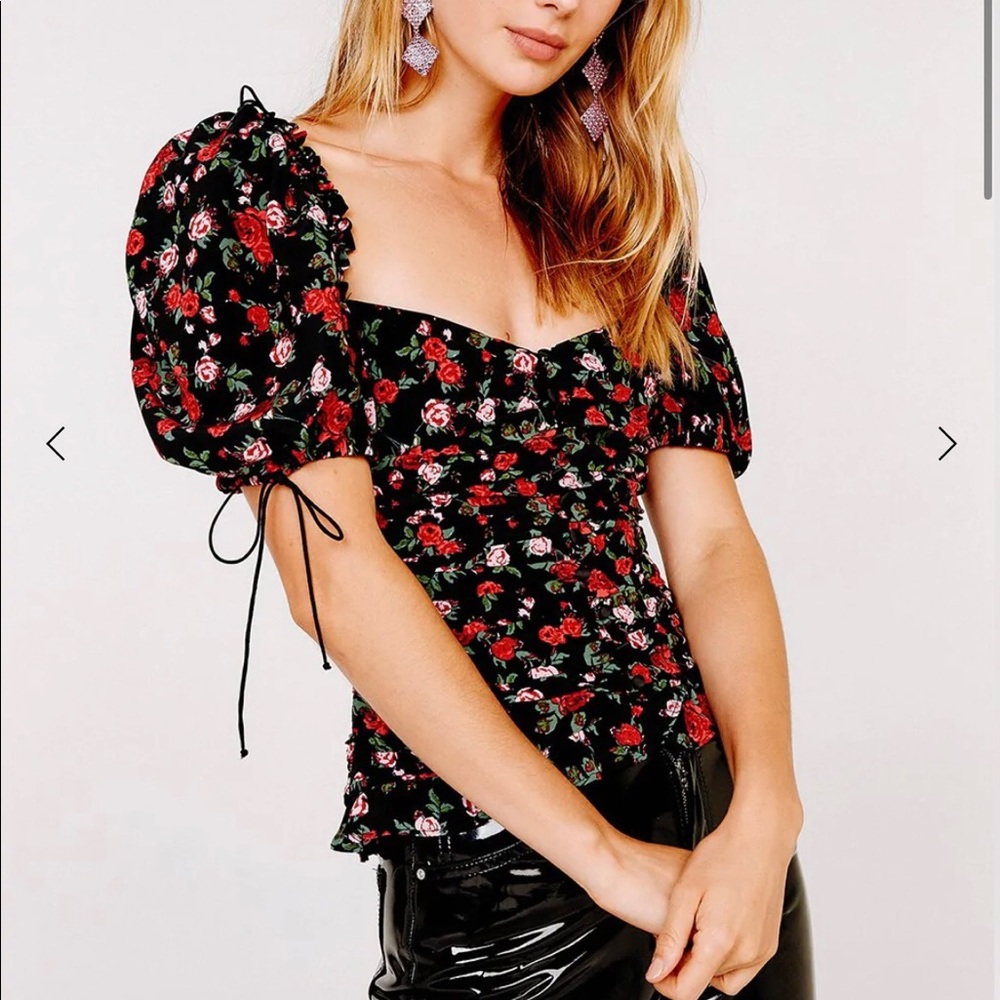 NEW For Love & Lemons Tainted Button Front Bustier Top Size XS Ditsy Rose Floral
